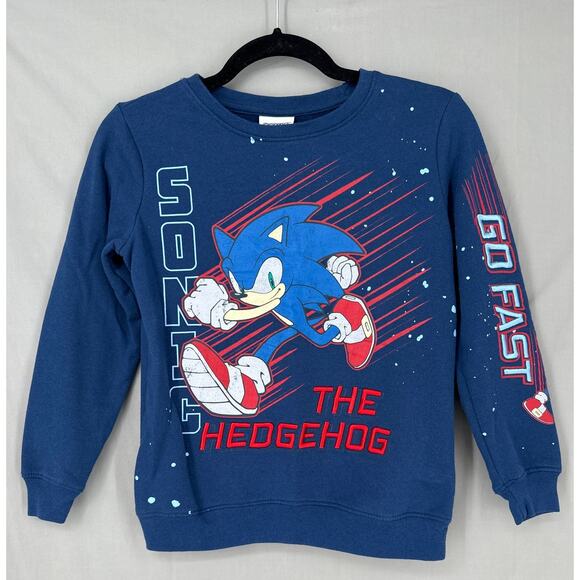 Vintage Sonic The Hedgehog Sweatshirt Youth Boys Kids Large Blue Pullover - Picture 1 of 6
